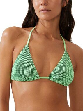 Cotton On Crinkle Triangle Bikini Top Intense Lime Green Size XS
